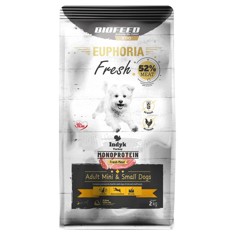 Biofeed Euphoria Fresh Turkey Monoprotein Dry Dog Food with Turkey for Mini and Small Breeds, 2 kg