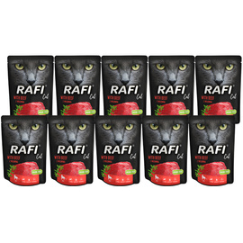 Rafi Cat Wet Cat Food with Beef, 10 x 300 g