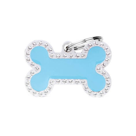 Engraved ID Tag for Dogs and Cats—Blue Glam Bone Design