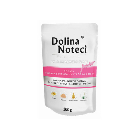 Dolina Noteci Premium Wet Dog Food for Junior Small Breeds, Rich in Turkey Hearts and Goose Liver, 100 g