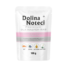 Mokra karma dla psów małych ras Dolina Noteci Premium z królikiem, fasolka i ryżem brązowym puszka 185 g