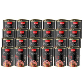 Piper Animals Junior Wet Dog Food with Beef Hearts and Carrots, 24 x 400 g Set