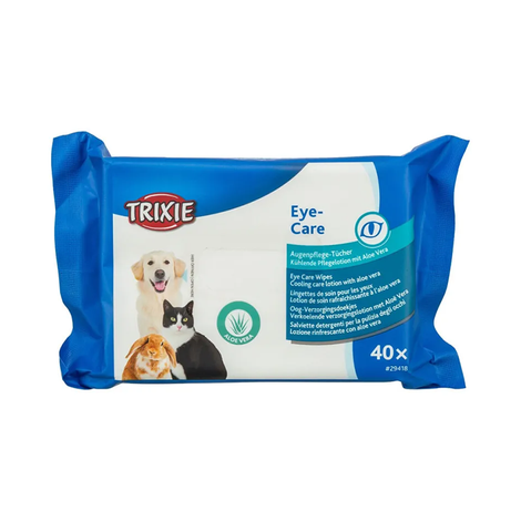 Trixie Moist Wipes for Eyes with Aloe Vera for Dogs, Cats, and Rabbits, 40 Count