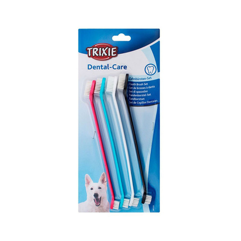 Trixie Double-Sided Toothbrushes for Dogs or Cats, 4-Pack