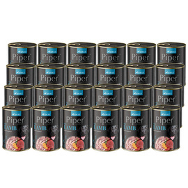 Piper Animals Wet Dog Food with Lamb and Carrots, 24 x 400 g Set