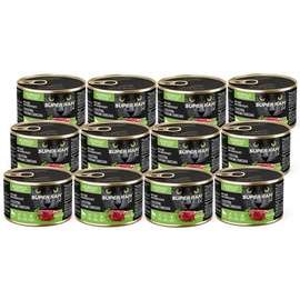 Super Rafi Cat Wet Cat Food with Venison and Chicken Hearts, 12 x 185 g Set
