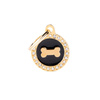 Engraved ID Tag for Dogs and Cats: Circle and Bone Design, Gold Glam
