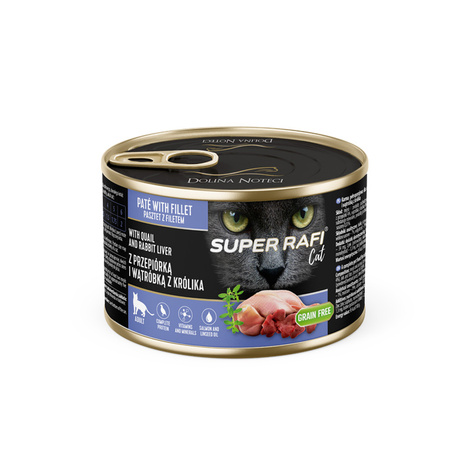 Super Rafi Cat Wet Cat Food with Quail and Rabbit Liver, 185 g
