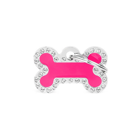 Engraved ID Tag for Dogs and Cats: Small Pink Glam Bone