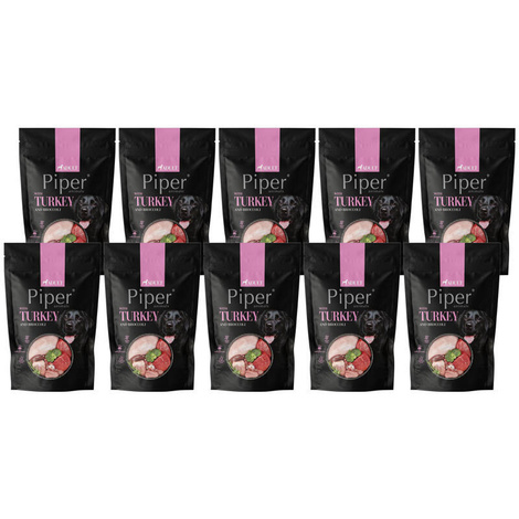 Piper Animals Wet Dog Food with Turkey and Broccoli, 10 x 500 g Pack
