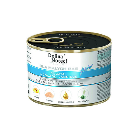 Dolina Noteci Premium Wet Dog Food for Junior Small Breeds, Rich in Lamb Stomachs, 185 g Can