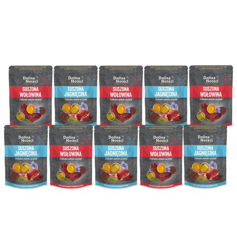 Dolina Noteci Premium Dry Cat Food with Beef and Lamb, 10 x 150 g Set