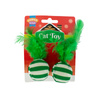 Cooper &amp; Pals Feather Balls—Christmas Cat Toy, Green, 6 cm, 2-Pack