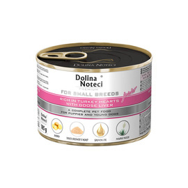 Dolina Noteci Premium Wet Dog Food for Junior Small Breeds, Rich in Turkey Hearts and Goose Liver, 185 g Can