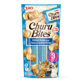 Inaba Cat Churu Bites Chicken Wraps Tuna & Scallop Cat Treats with Tuna and Scallops 3 x 10 g