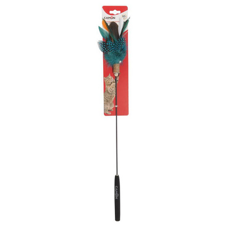 Camon Cat Toy: Fishing Rod with Feathers and a Bell—Cat Toy, 65 cm