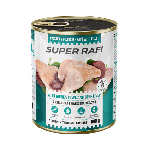 Super Rafi Wet Dog Food with Guinea Fowl and Beef Liver, 800 g