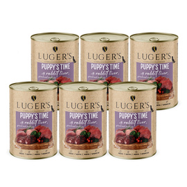 Luger's Puppy's Time Wet Dog Food for Puppies with Rabbit Liver, Spinach, and Cranberries, 6-pack (400 g each)
