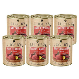 Luger's Daily Pleasures Wet Dog Food with Beef and Potatoes, 6 x 800 g Set