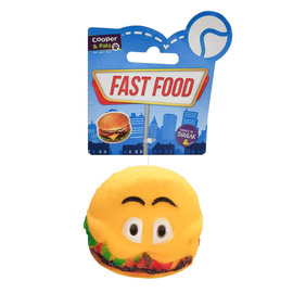 Cooper &amp; Pals Squeaky Dog Toy: Fast Food Hamburger, 8.5 cm