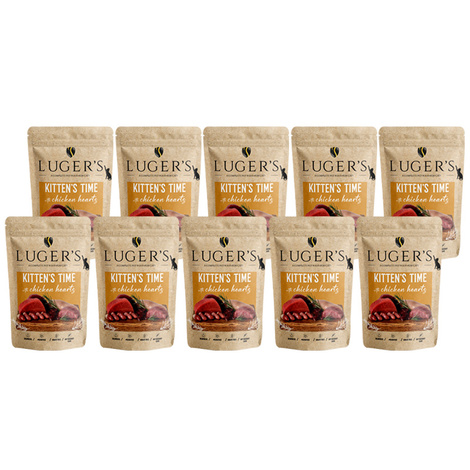 Luger’s Kitten’s Time Wet Cat Food for Kittens with Chicken Hearts, 10 x 85 g Pack