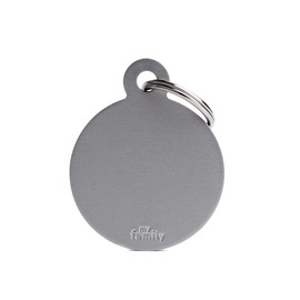 Engraved ID Tag for Dogs and Cats—Large Gray Circle