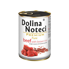 Dolina Noteci s Premium Pure Wet Dog Food for Dogs with Allergies, Rich in Beef and Brown Rice, 400 g Can