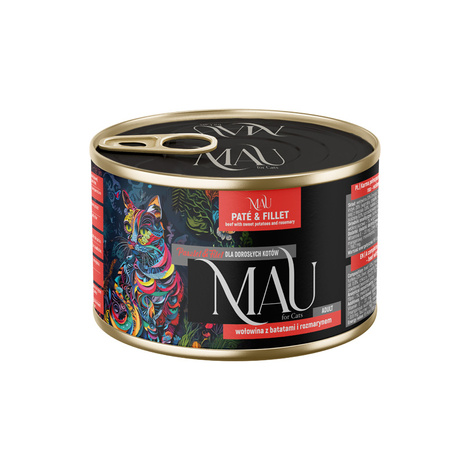 MAU Pâté and Fillet Wet Cat Food: Beef with Sweet Potatoes and Rosemary, 185 g