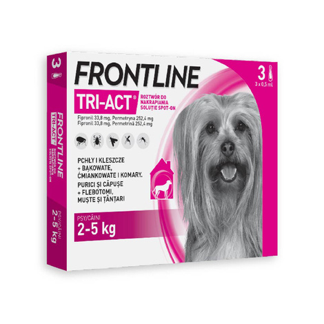 Frontline Tri-act Spot-On Solution for Dogs XS (3 pipettes, 0.5 ml) to Treat Fleas and Ticks