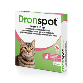 Vetoquinol Dronspot Drops for Worms and Parasites for Medium-Sized Cats (2.5–5 kg), 2-pack