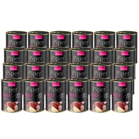 Piper Animals Wet Dog Food with Beef Stomachs and Beets, 24 x 400 g Set