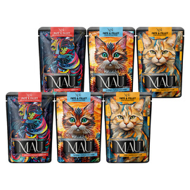 MAU Pâté and Fillet Wet Cat Food, Three-Flavor Mix, 6 x 85 g Set