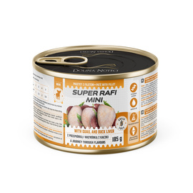 Super Rafi Mini Wet Dog Food for Small Breeds with Quail and Duck Liver, 185 g