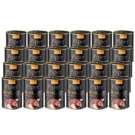 Piper Animals Wet Dog Food with Quail and Cranberries, 24 x 400 g Set
