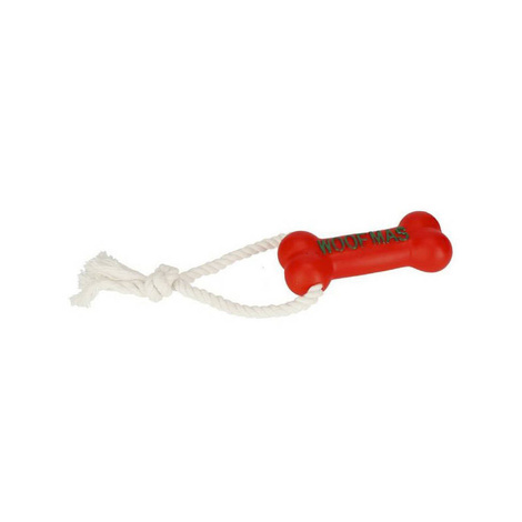 Dingo Christmas Dog Toy: Bone and Rope "Woofmas" - Red