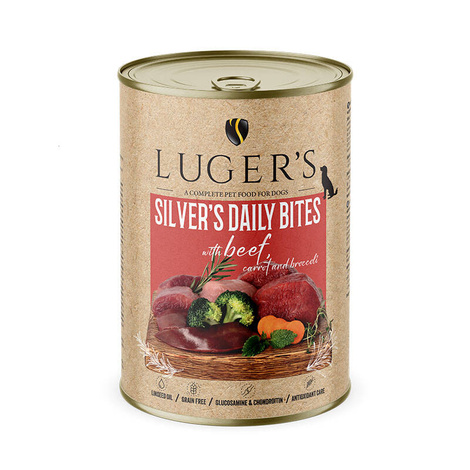 Luger's Silver's Daily Bites Wet Dog Food with Beef, Carrots, and Broccoli, 400 g