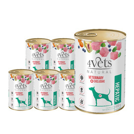 4Vets Natural Hepatic Wet Veterinary Dog Food for Dogs with Liver Conditions, 6 x 400 g