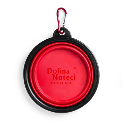 Foldable dog bowl with the Dolina Noteci logo