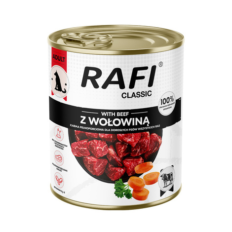 Rafi Classic Wet Dog Food with Beef, 800 g