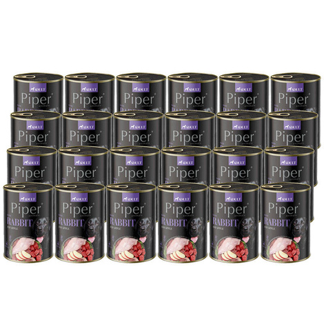 Piper Animals Wet Dog Food with Rabbit and Apple, 24 x 400 g Set