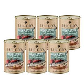 Luger's Daily Pleasures Wet Dog Food with Cod, Mackerel, Tomato, and Brown Rice, 6 x 400 g Set