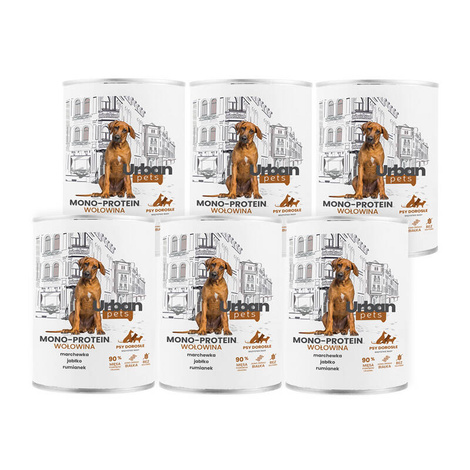 Over Zoo Urban Pets Mono Protein Wet Dog Food with Beef, 6-Pack (800 g each)
