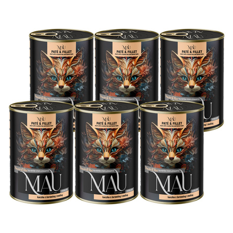 MAU Pâté and Fillet Wet Cat Food for Neutered Cats: Duck with Cranberries and Lemon Balm, 6-Pack (400 g each)