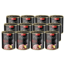 Piper Animals Wet Dog Food with Beef Liver and Potatoes, 12 x 800 g Set