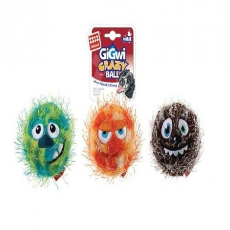 GiGwi Crazy Ball squeaky dog toy in orange.