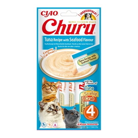 Inaba Churu Creamy Cat Treats, Tuna & Seafood Flavor, 4 x 14 g