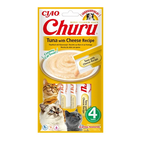 Inaba Churu Creamy Cat Treats, Tuna & Cheese Flavor, 4 x 14 g