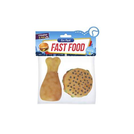 Cooper & Pals Squeaky Dog Toys: Chicken Drumstick and Burger