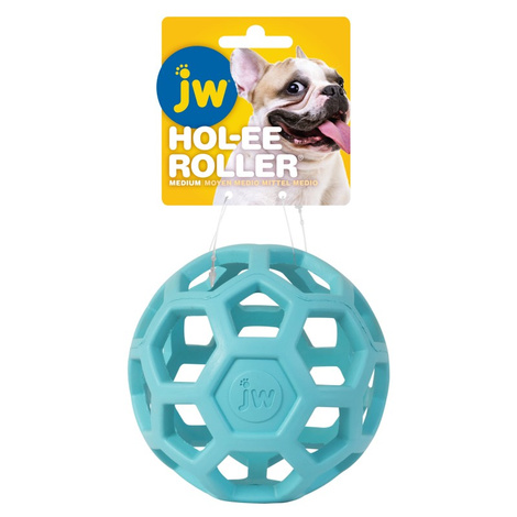 JW Pet Hol-ee Roller Openwork Dog Ball, Light Blue, Medium, 11.5 cm