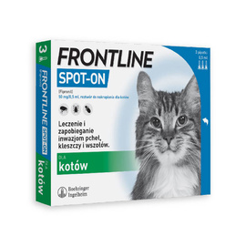 Frontline Spot-on Spot-on Solution for Cats Against Fleas and Ticks, 3 pipettes, 0.5 ml each